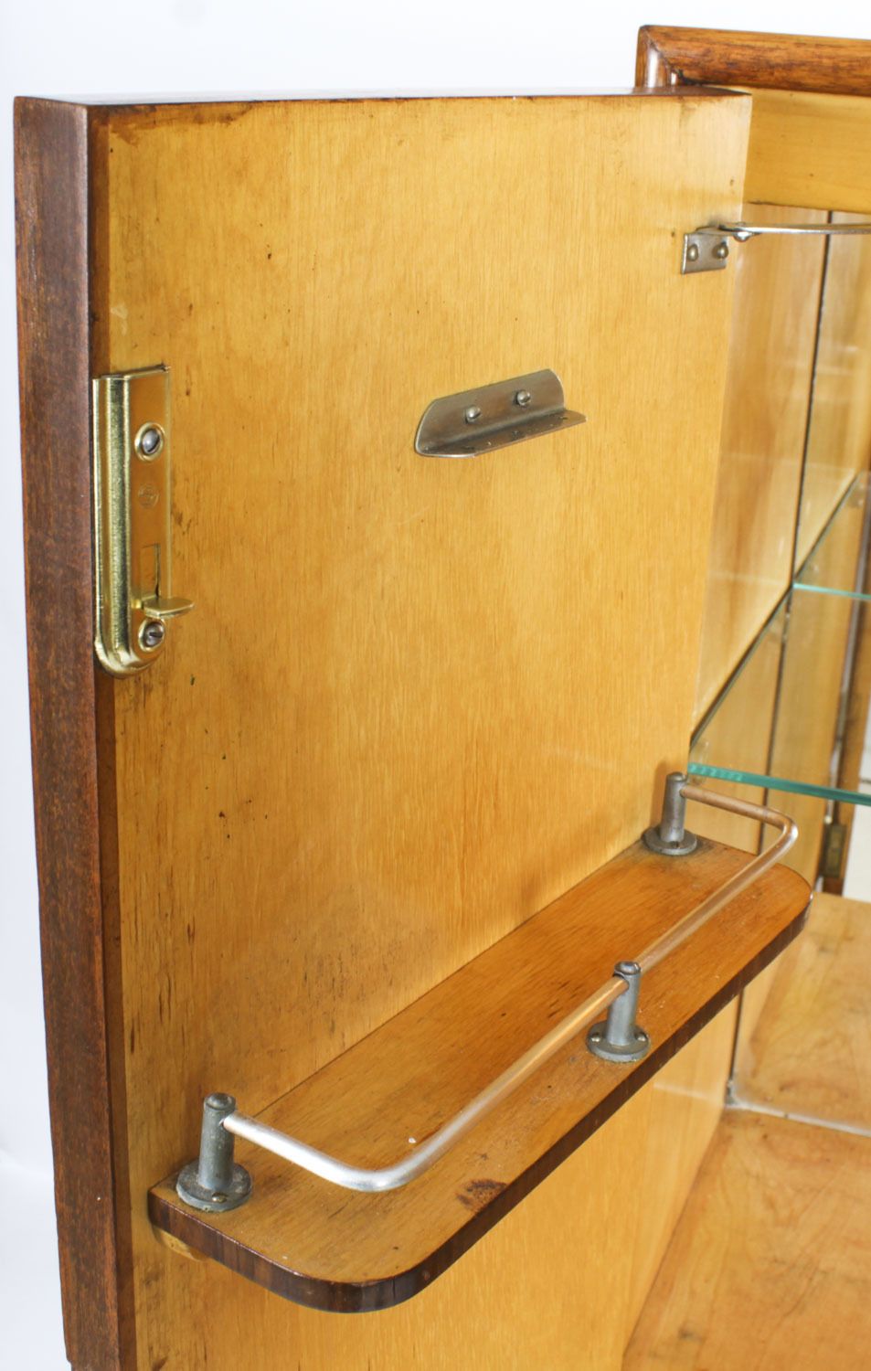 photo vinterior Antique Burr Walnut Cocktail Cabinet Drinks Dry Bar Circa 1930