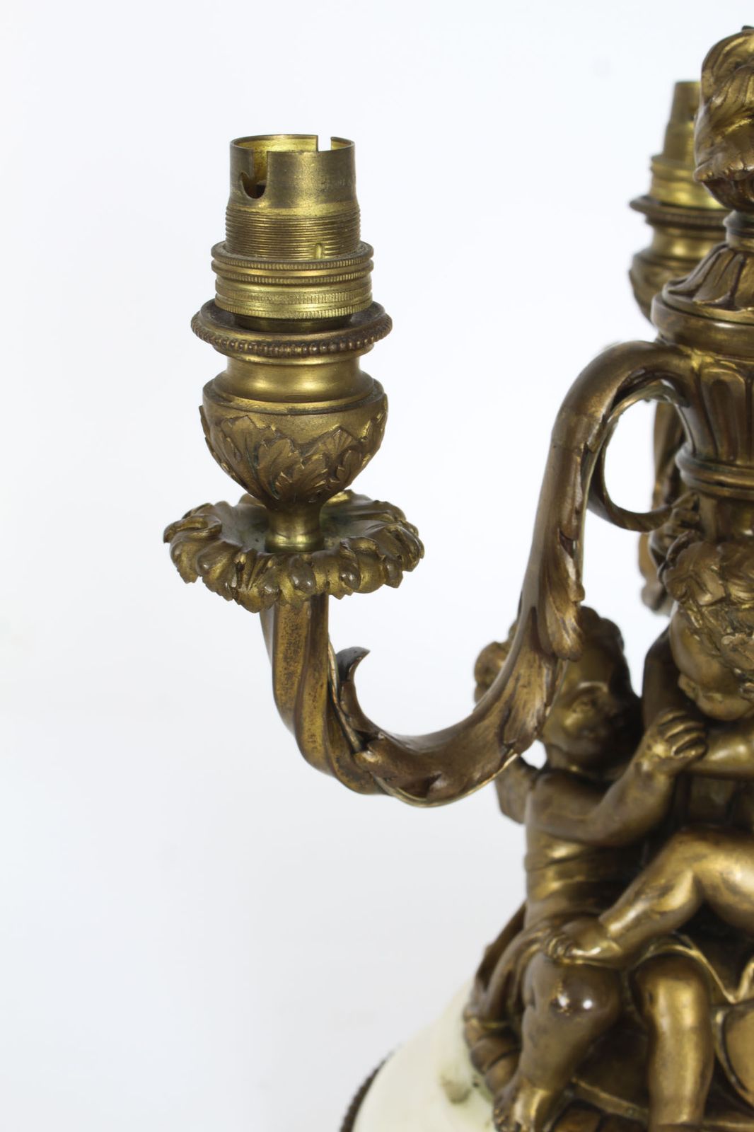 Antique French Ormolu Cherub Table Lamp Louis Revival Circa 1870 photo Home Decor