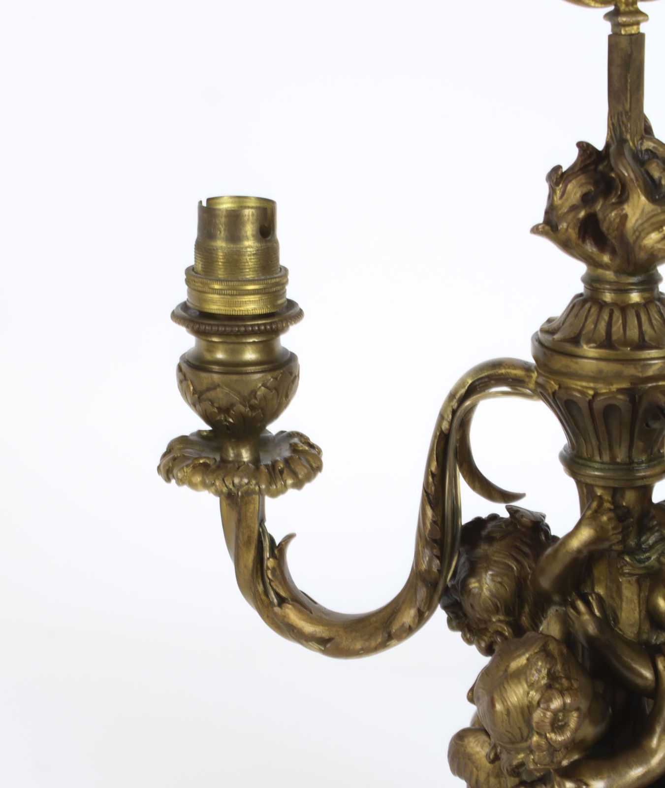 photo buy Antique French Ormolu Cherub Table Lamp Louis Revival Circa 1870