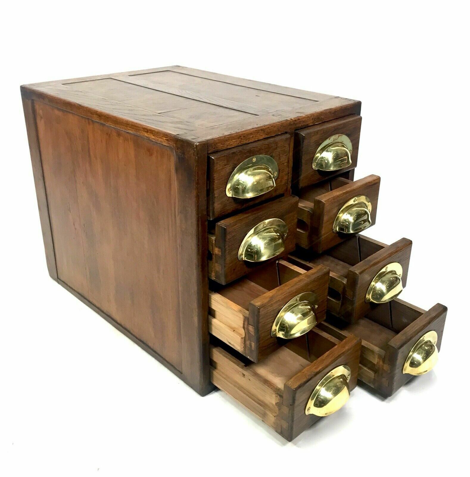 Antique 1930s Large Sized Tabletop Filing Cabinet / Wooden Oak Chest Of Drawers photo Furniture
