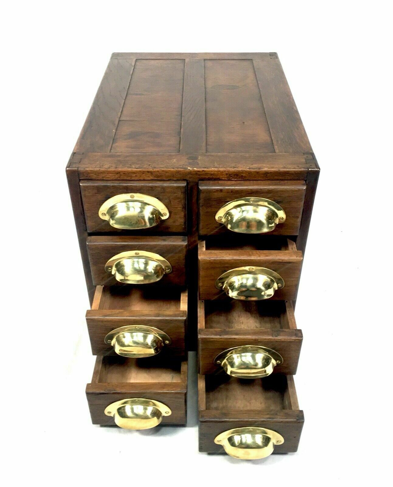 Antique 1930s Large Sized Tabletop Filing Cabinet / Wooden Oak Chest Of Drawers photo 239.0