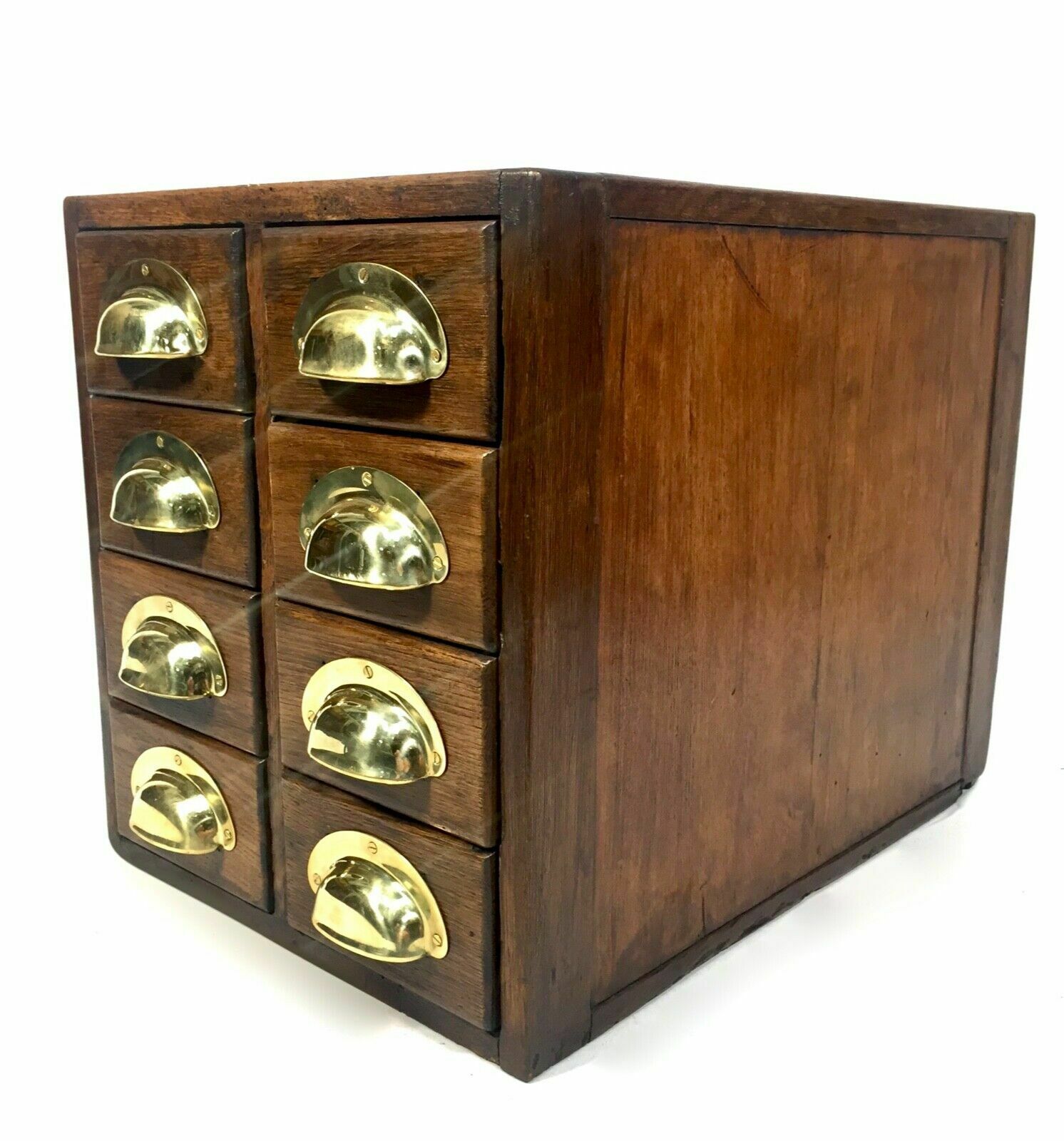 Antique 1930s Large Sized Tabletop Filing Cabinet / Wooden Oak Chest Of Drawers photo vintage