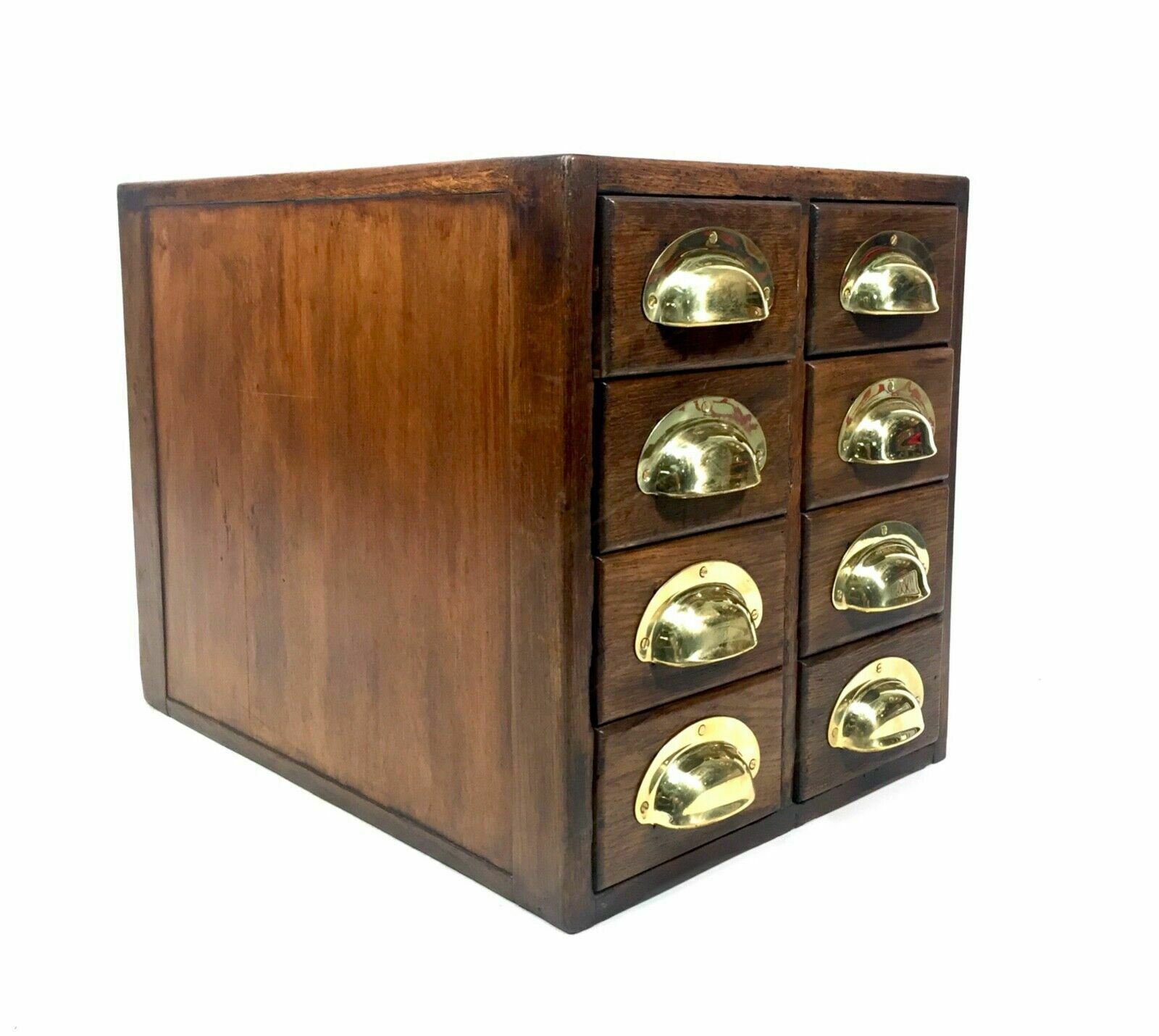 photo for sale Antique 1930s Large Sized Tabletop Filing Cabinet / Wooden Oak Chest Of Drawers