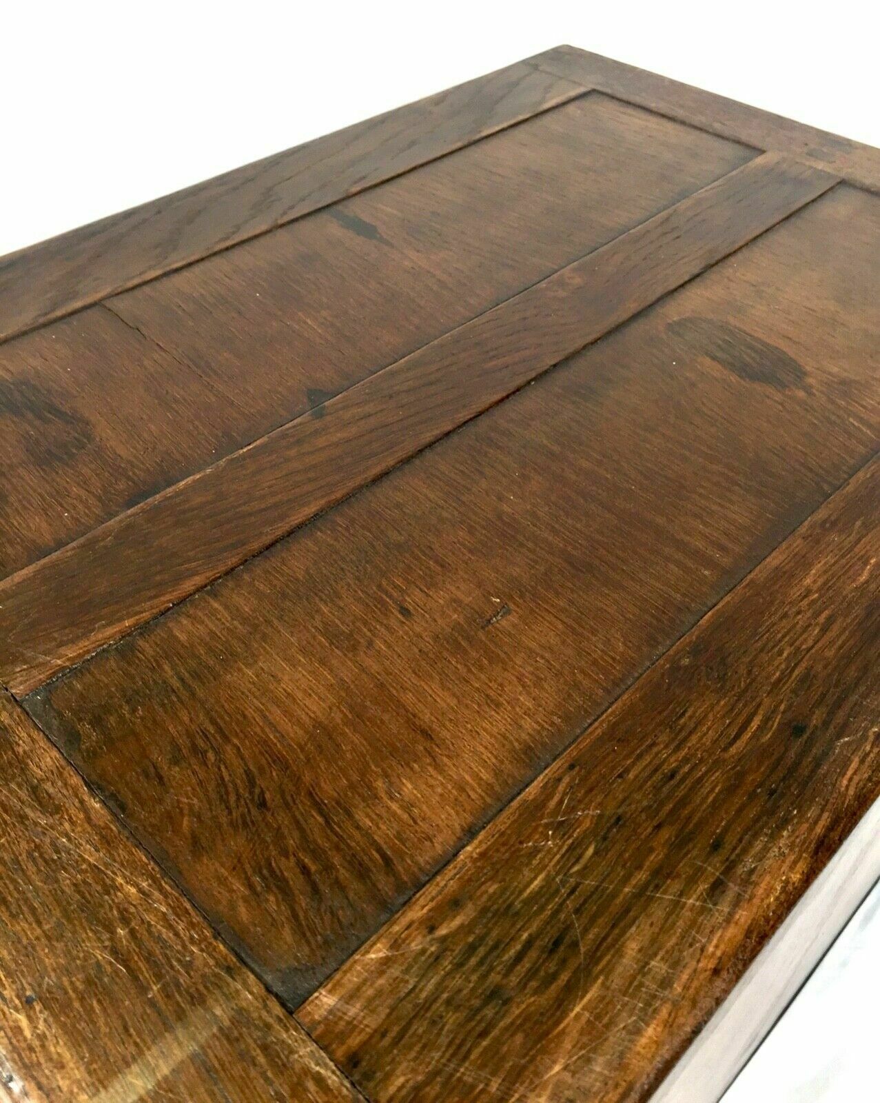 Furniture Antique 1930s Large Sized Tabletop Filing Cabinet / Wooden Oak Chest Of Drawers photo