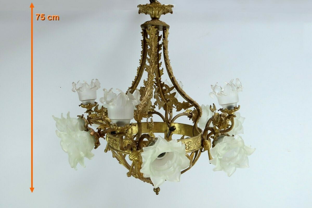 photo vintage Chandelier With 12 Lights In Gilt Bronze, Napoleon III Style – Late 19th Century