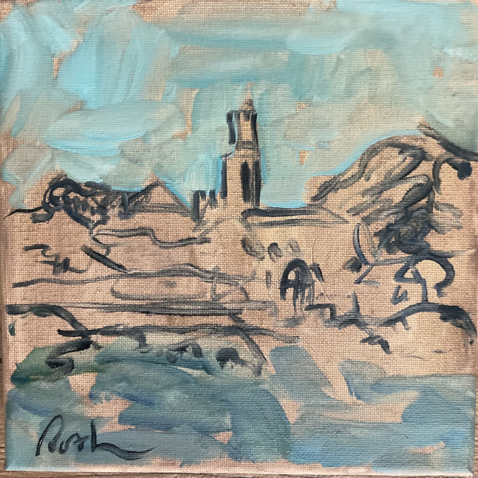 Original Oil Painting Antibes South Of France Signed Roth 8 X 8 Inches photo 600.0