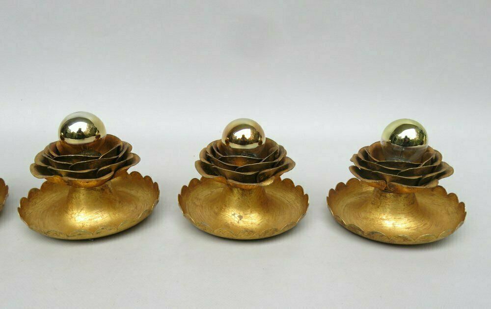 Water Lily Wall Lights In Gold Leaf And Metal By Banci Firenze, 1970s, Set Of 5 photo 4643.0