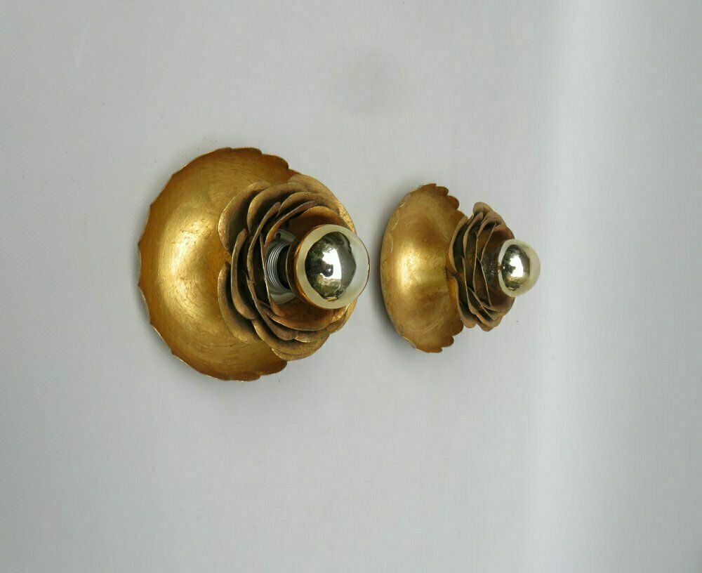 Water Lily Wall Lights In Gold Leaf And Metal By Banci Firenze, 1970s, Set Of 5 photo vinterior