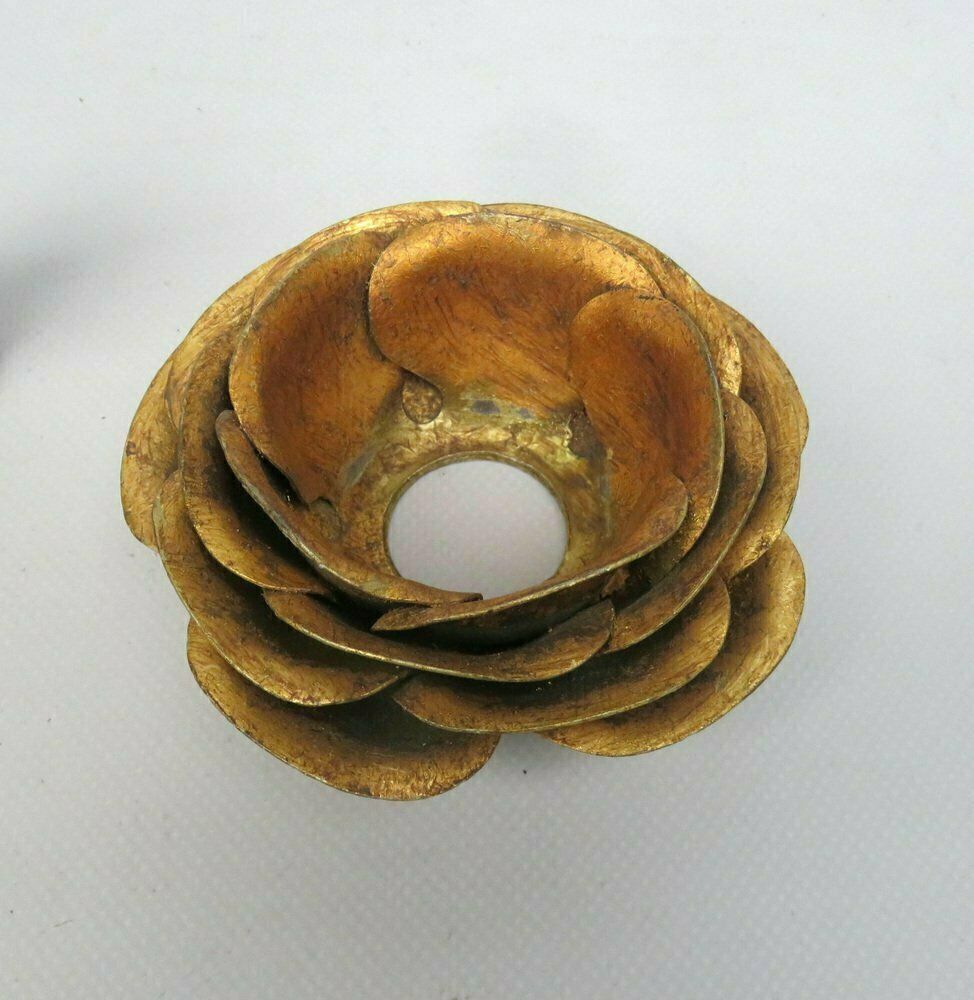 photo vintage Water Lily Wall Lights In Gold Leaf And Metal By Banci Firenze, 1970s, Set Of 5