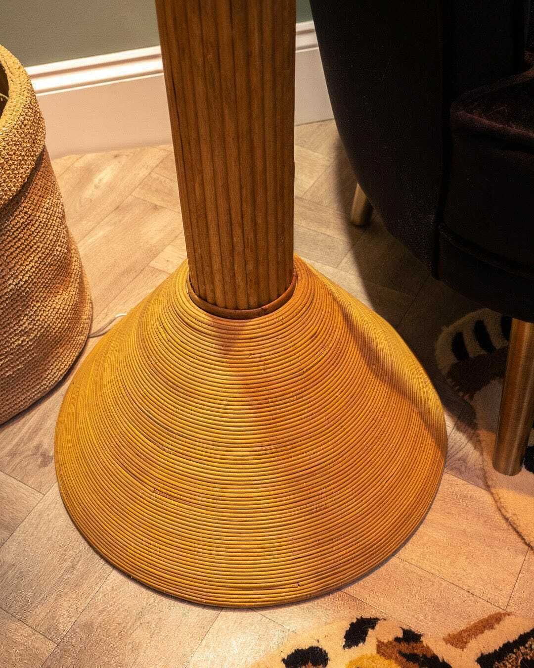 Vintage Iconic Style 1960s 70s Tall Palm Tree Rattan Standard Floor Lamp photo Lighting
