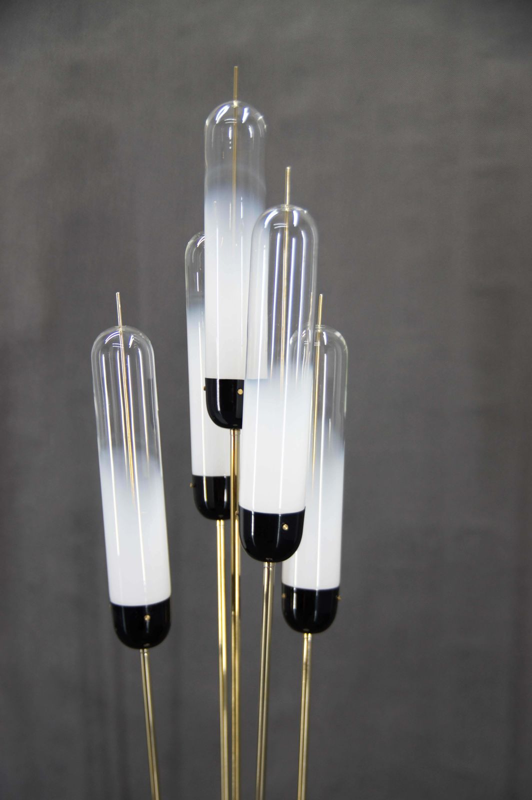 Mid Century Modern Reed Floor Lamp Murano Glass Metal By Mazzega, Italy, 1970s photo Lighting