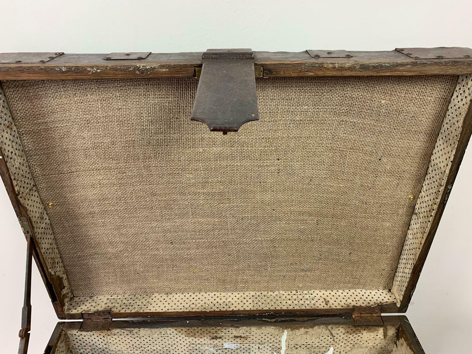 Antique Iron Bound Teak Trunk Formerly The Property Of Rt. Hon. Earl Of Leicester photo for sale
