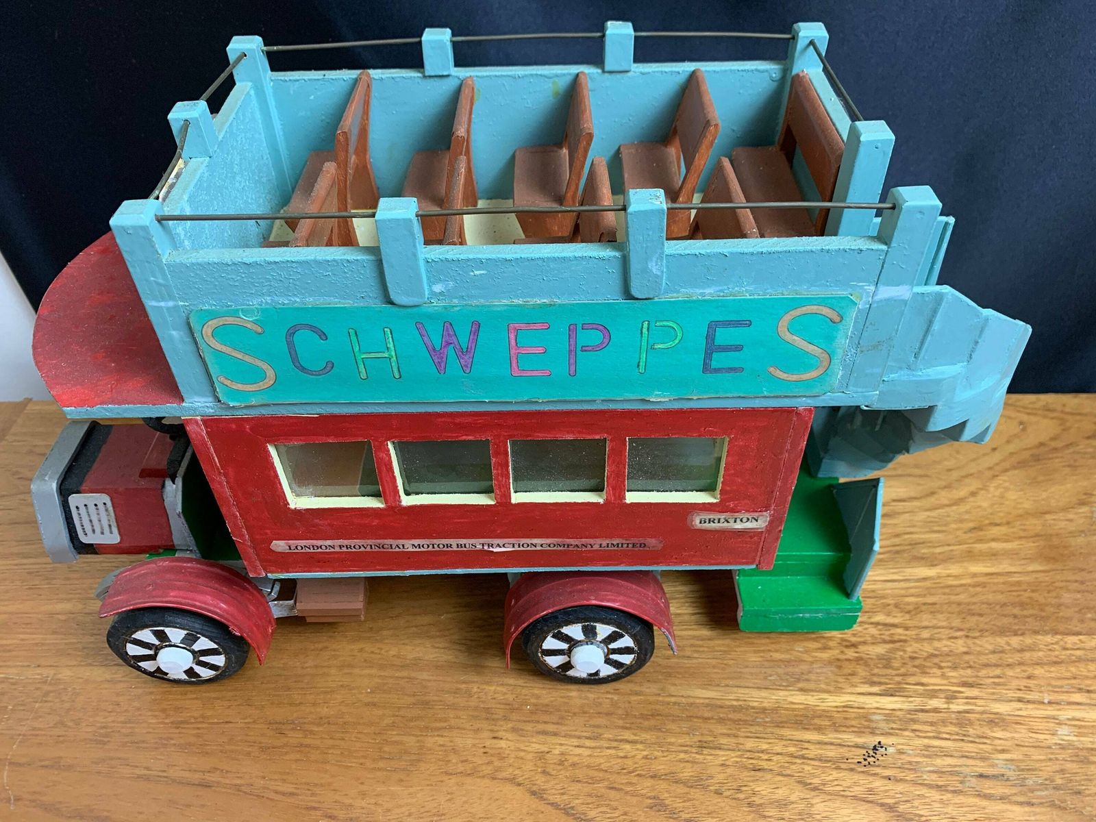 Sensational Scratch Built Toy Model Of An Early 20th Century Open Top London Bus