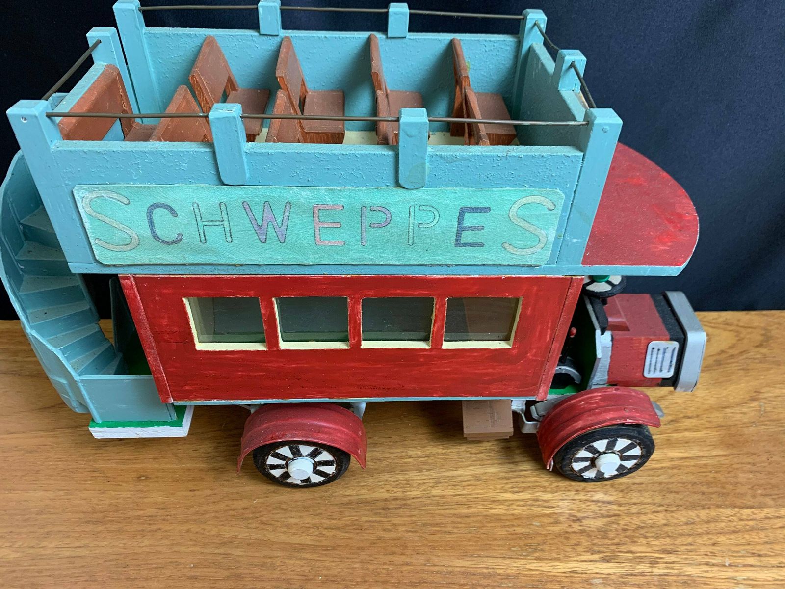 Sensational Scratch Built Toy Model Of An Early 20th Century Open Top London Bus photo Home Decor