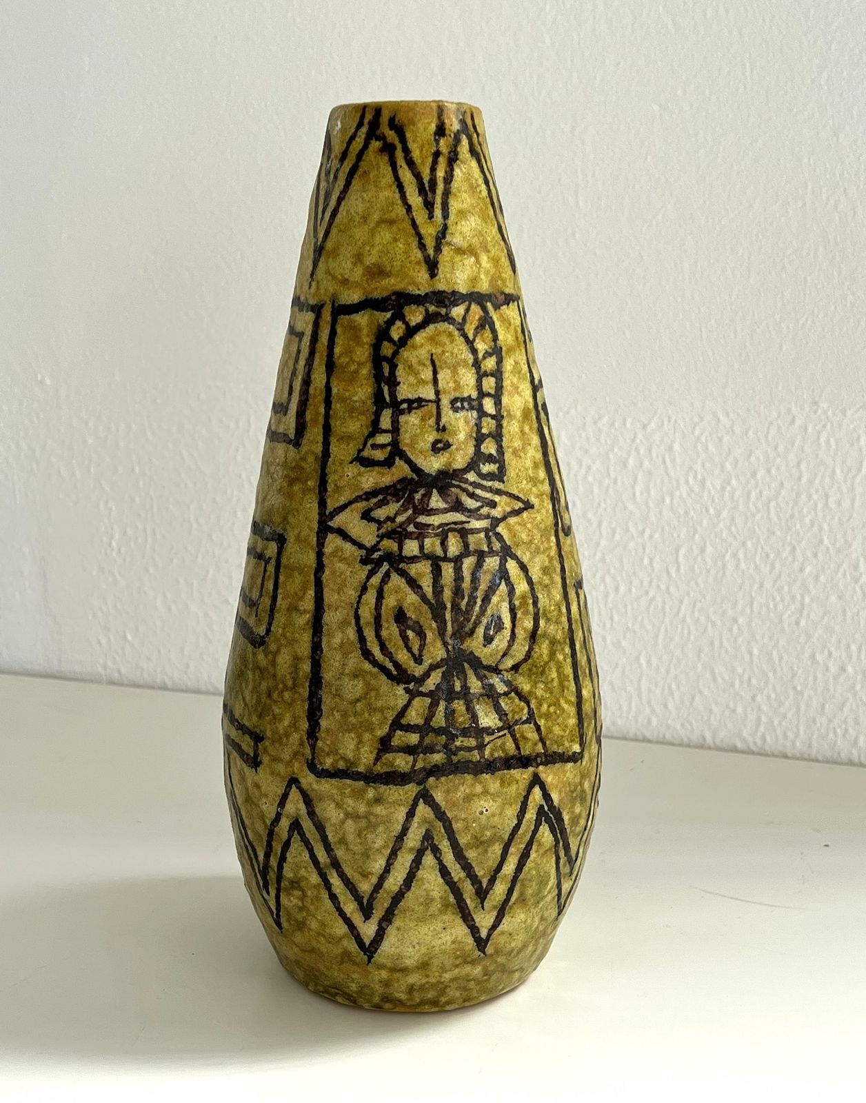 Italian Mid Century Ceramic Vase In Guido Gambone Style, 1950s photo buy