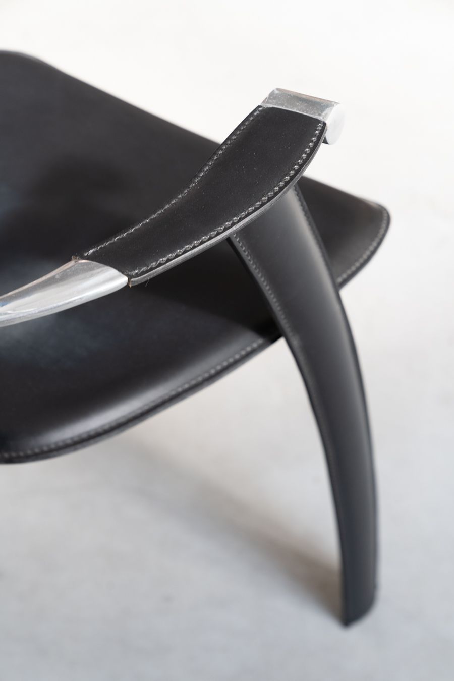 photo for sale Stine Line 1990s Leather Armchair – Sleek Black Italian Design With Modern Flair