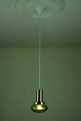 Handblown Glass & Brass Pendant Lights By Paul Kedelv For Flygsfors, Sweden, 1970s, Set Of 2 photo vintage