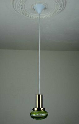 495.0 Handblown Glass & Brass Pendant Lights By Paul Kedelv For Flygsfors, Sweden, 1970s, Set Of 2 photo