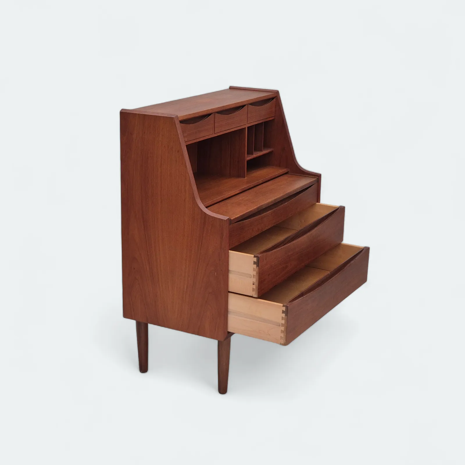 1960s, Danish Chest Of Drawers, Original Condition, Foldable Mirror, Solid Teak Wood.