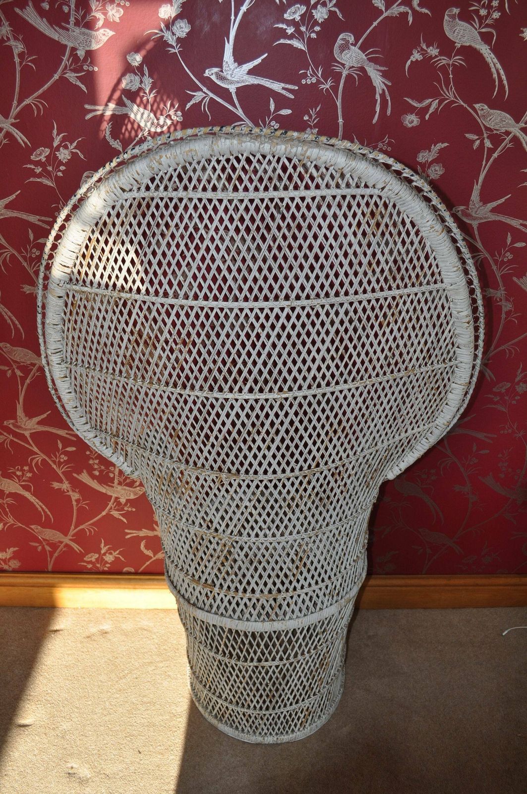 Vintage White Painted Whicker Peacock Chair photo vintage