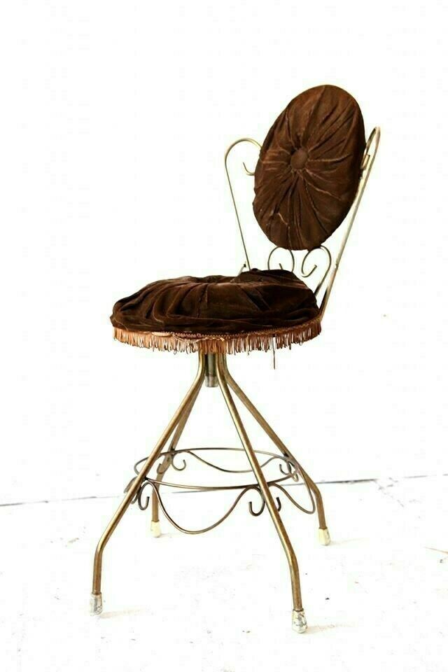 Chocolate Brown Velvet Vanity Chair, 1960s photo for sale