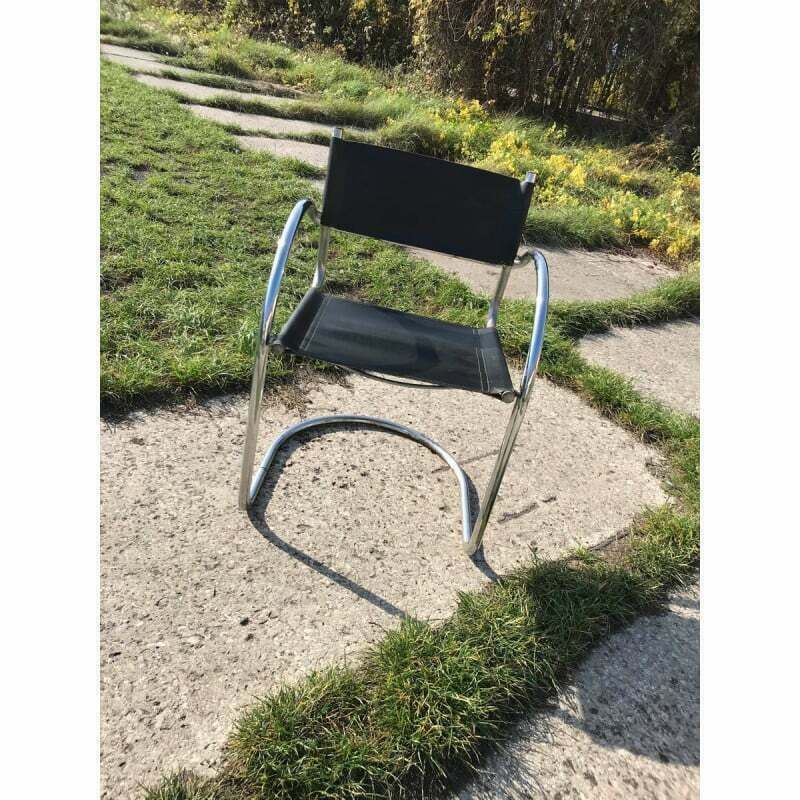 Set Of 6 Vintage Italian Bauhaus Dining Chairs In Chrome, 1970s photo vintage