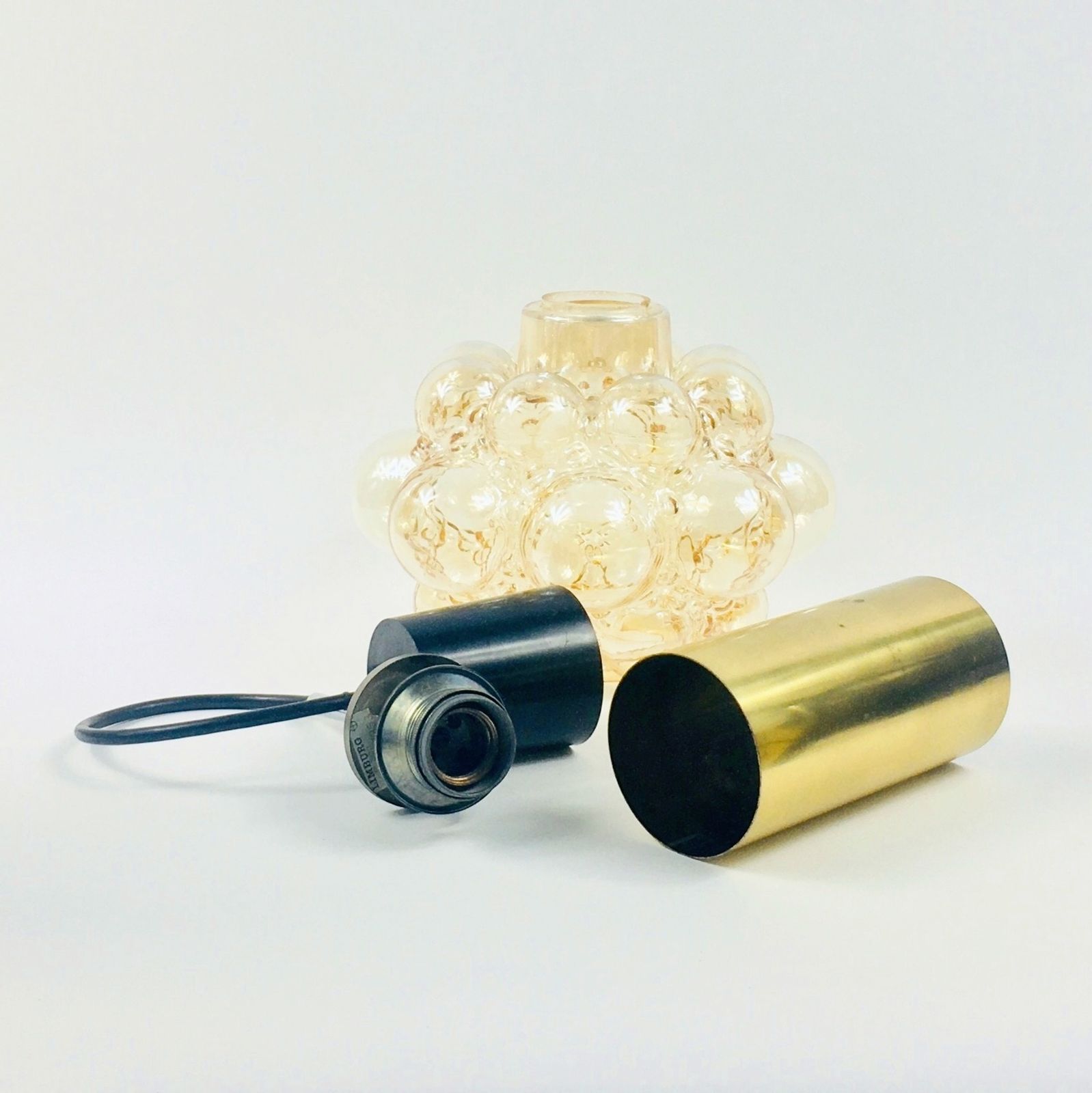1 Of 2 Mid Century Modern Amber Bubble Glass Ceiling Light By Helena Tynell For Limburg, Germany, 1960s photo buy