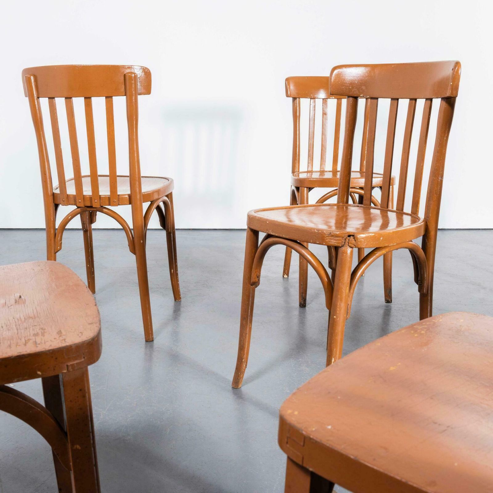1950’s Bentwood Nougat Painted Beech Bentwood Dining Chairs – Set Of Seven photo Furniture