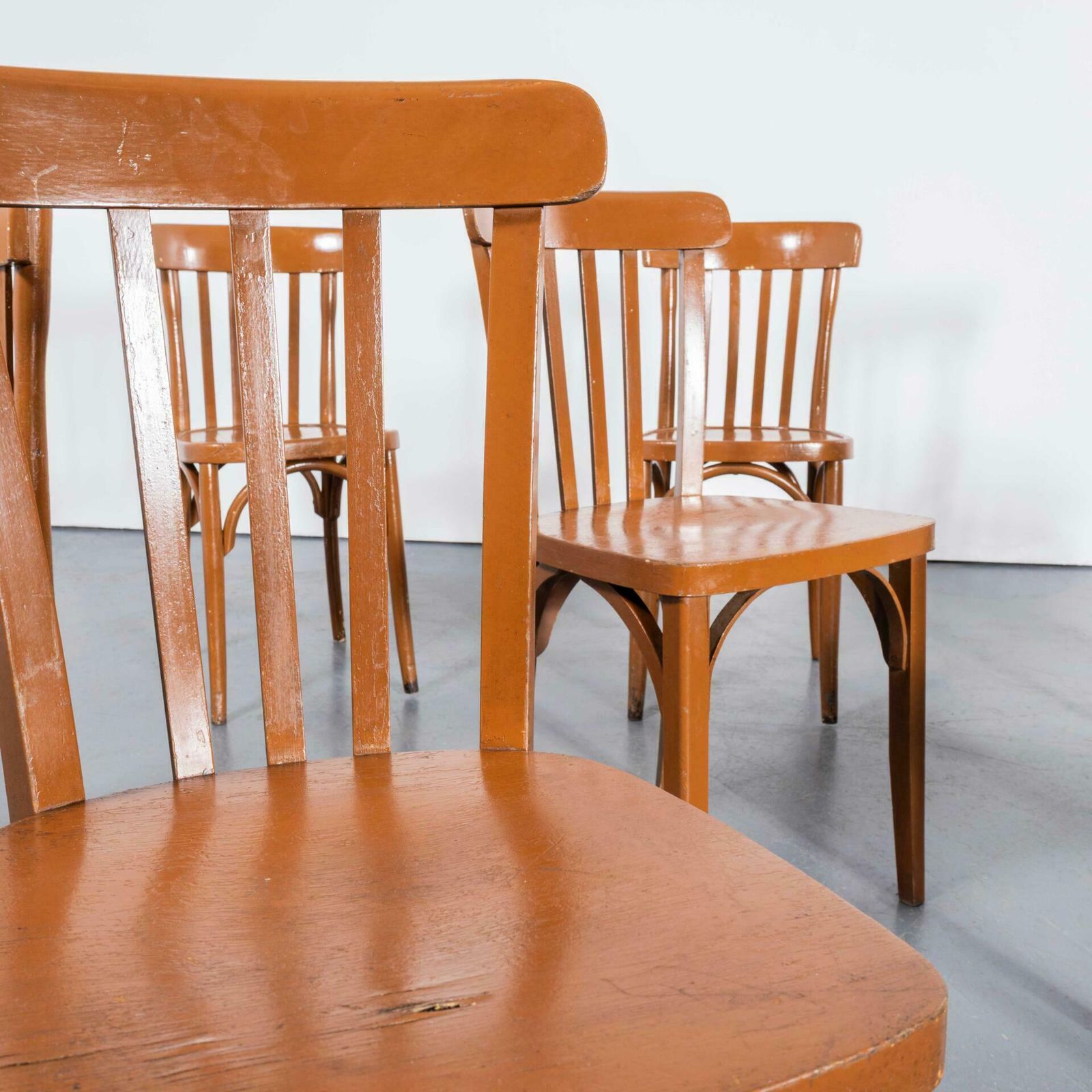 1950’s Bentwood Nougat Painted Beech Bentwood Dining Chairs – Set Of Seven photo vintage