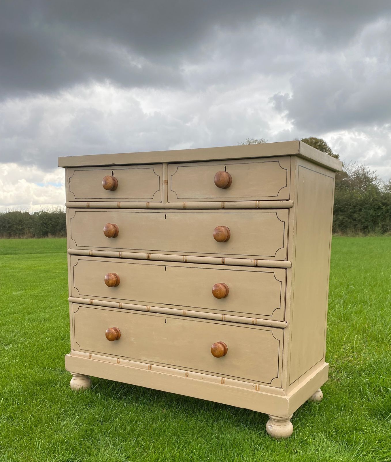 Faux Bamboo Regency Style Painted Chest Of Drawers