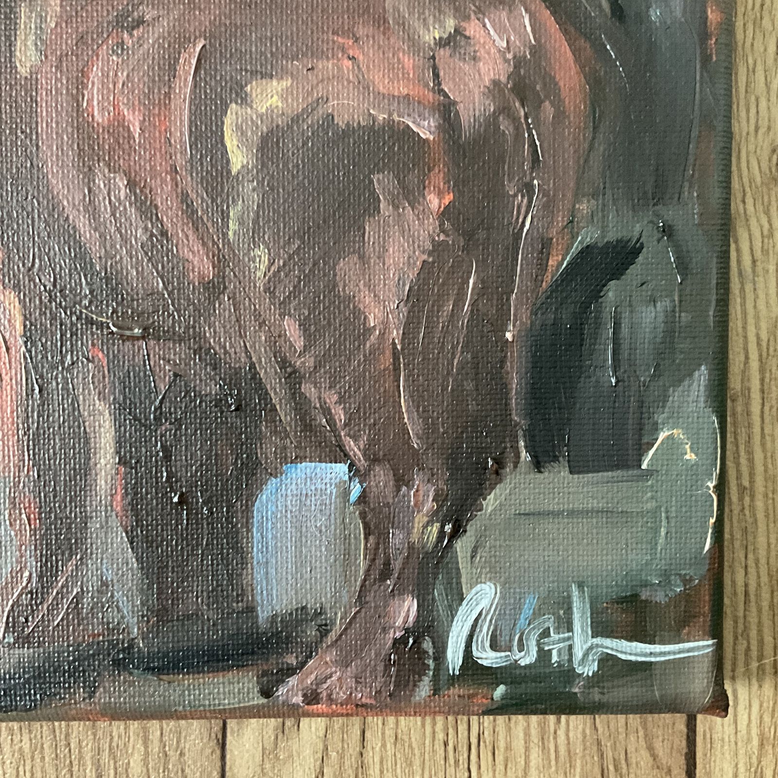 Original Oil Painting Man And Horse Signed Roth 8 X 8 Inches Art Gift Landscape photo 600.0