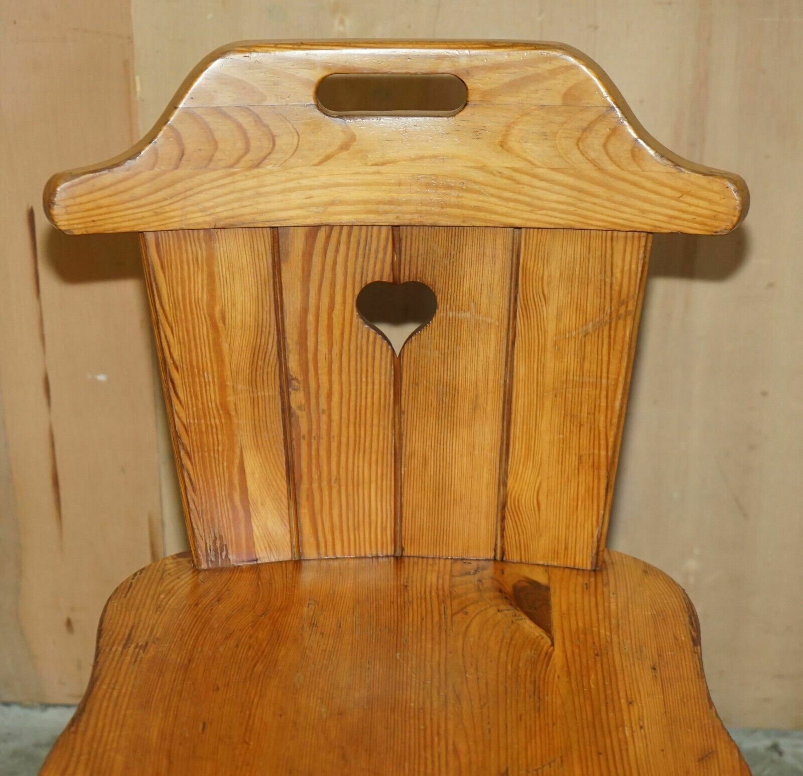 Suite Of Eight English Country House Vintage Pine Dining Chairs Heart Backs 8 photo 2350.0