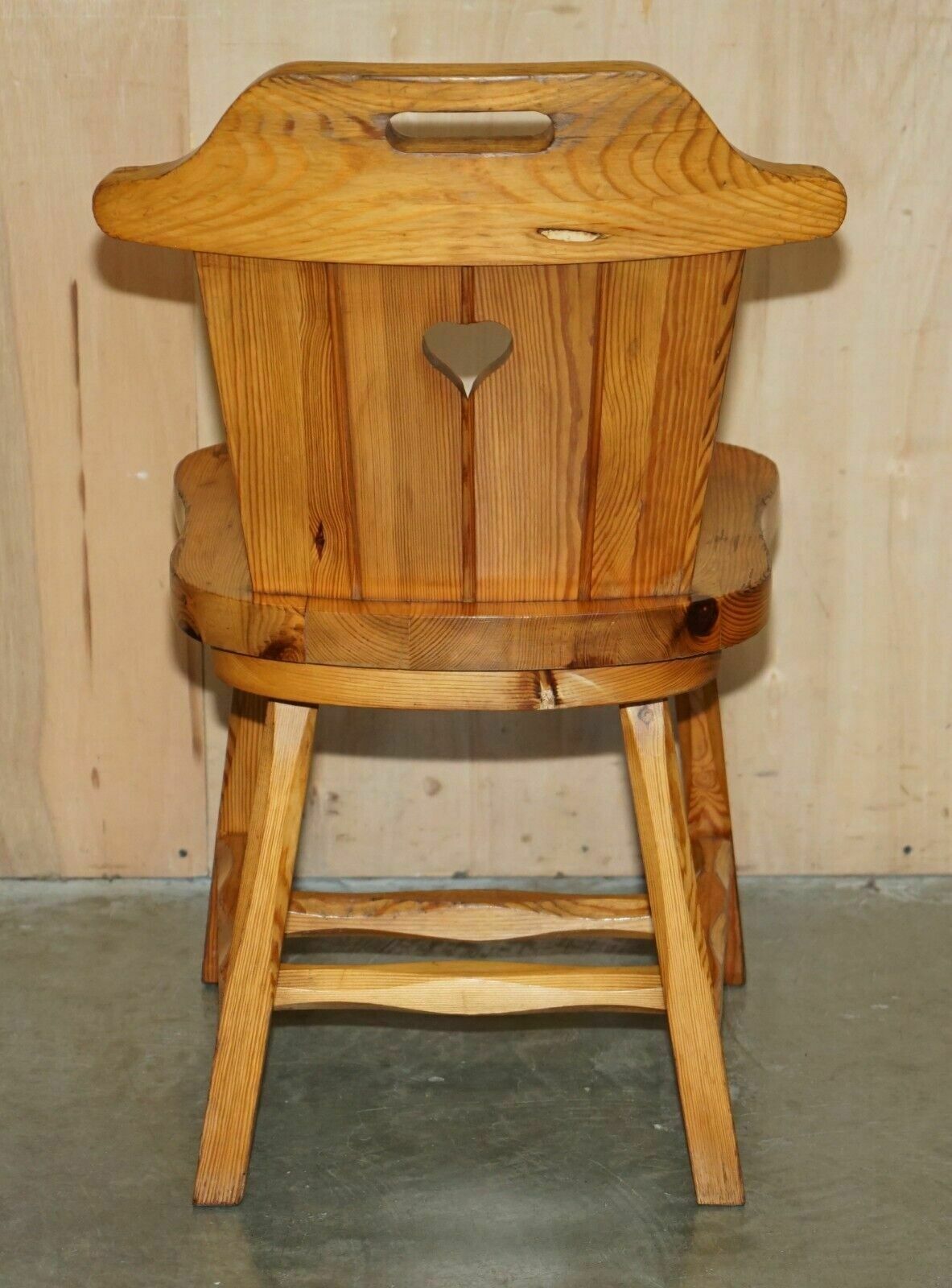 Furniture Suite Of Eight English Country House Vintage Pine Dining Chairs Heart Backs 8 photo