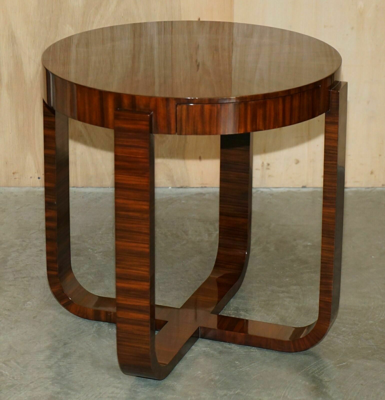 Pair Of Ralph Lauren Single Drawer Round Macassar Table Side Occasional Tables photo for sale