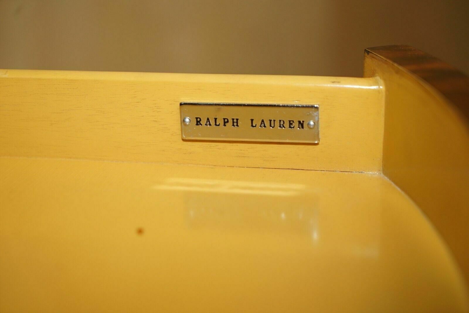 photo vintage Pair Of Ralph Lauren Single Drawer Round Macassar Table Side Occasional Tables