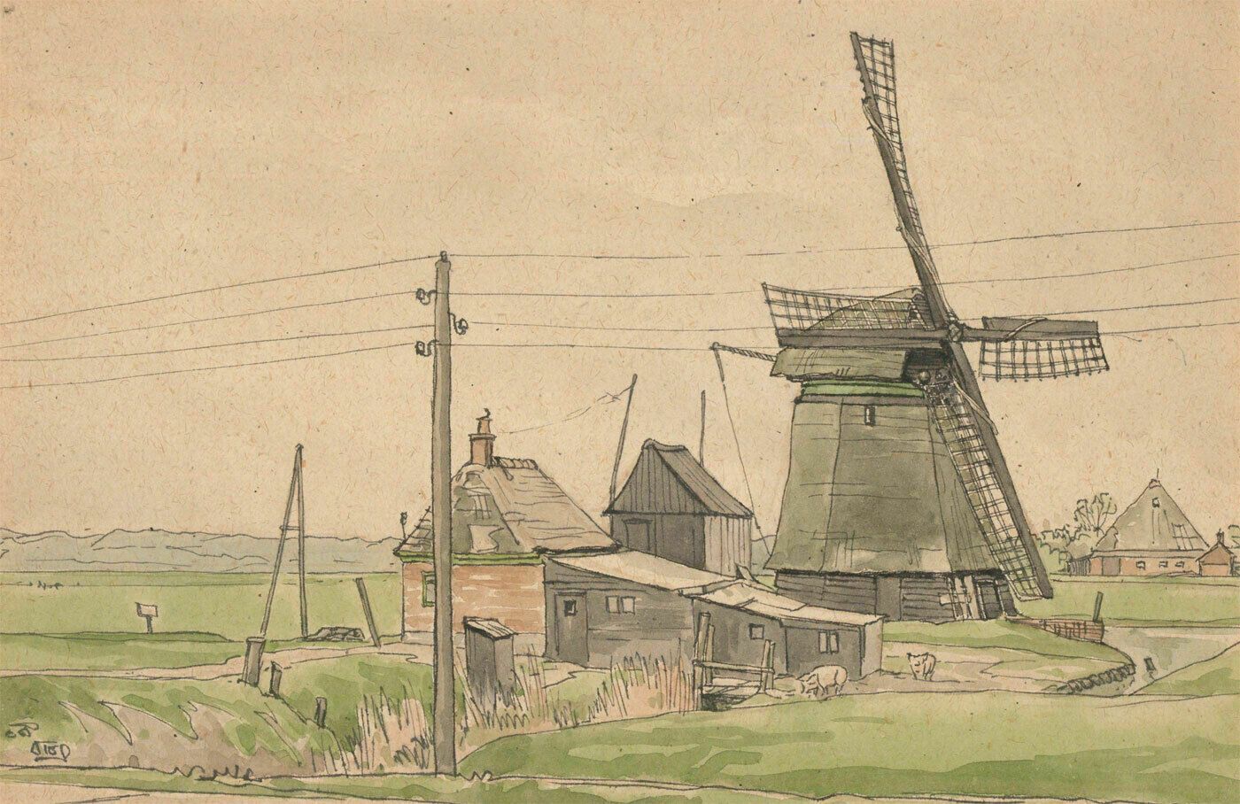 20th Century Watercolour The Norfolk Farm