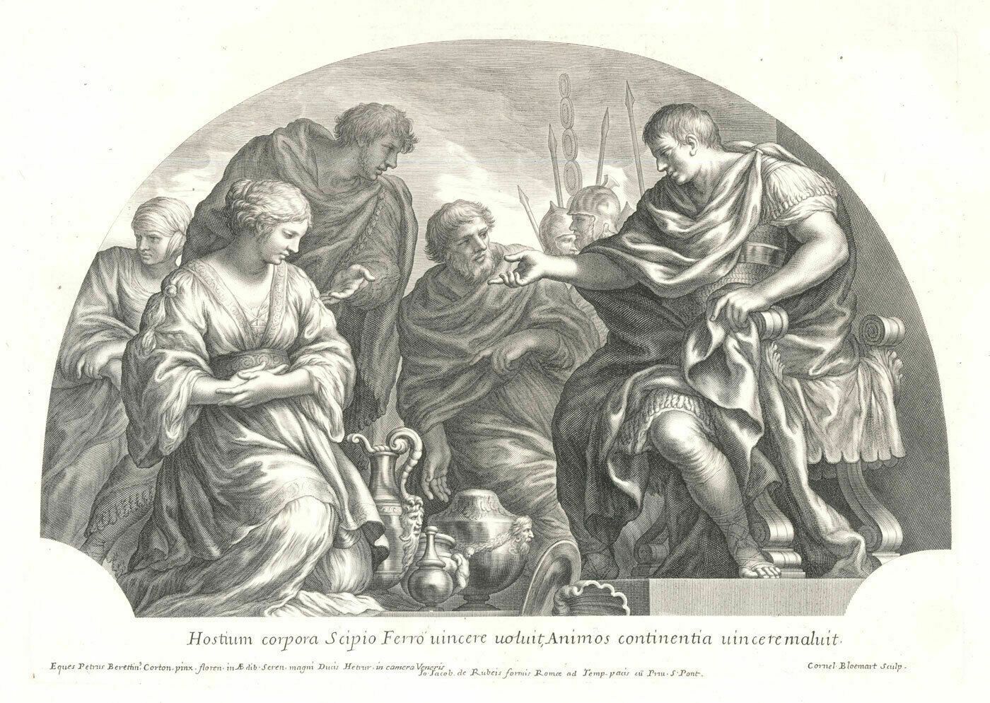 After Cornelis Bloemaer (1603 1692) Engraving, Scipio's Abstinence