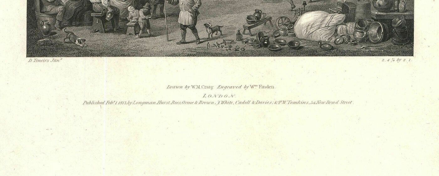 After David Teniers (1610 1690)  1813 Engraving, The Rent Day Feast photo for sale
