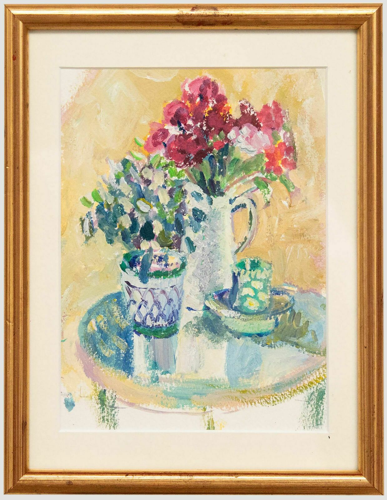 Rose Hughes Framed Contemporary Oil, Coffee Table Flowers