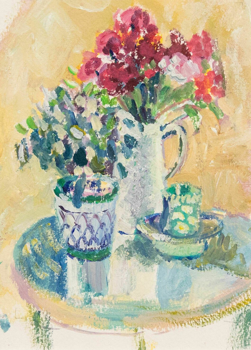 Rose Hughes Framed Contemporary Oil, Coffee Table Flowers photo furniture