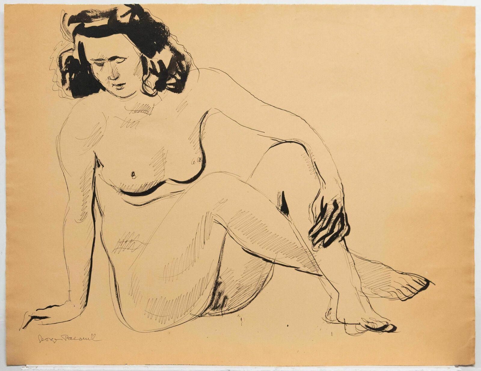 Georges Pacouil (1903 1996) Mid 20th Century India Ink, Crossed Legs photo furniture
