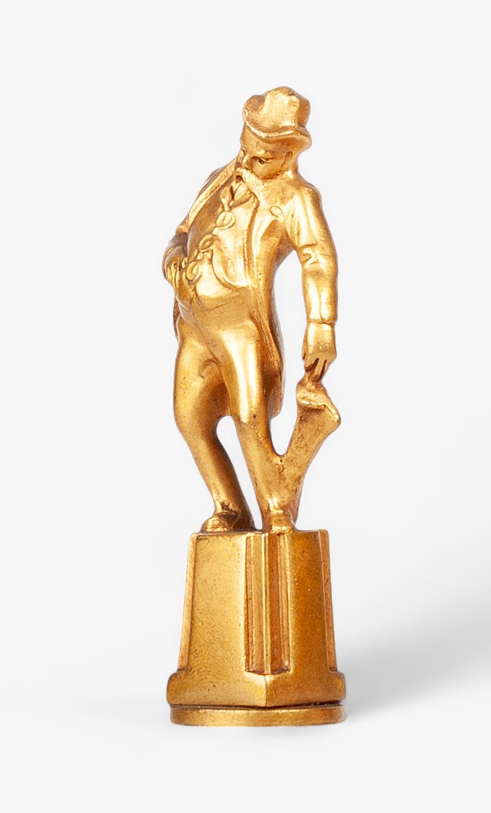 Early 20th Century Art Déco Golden Bronze Small Sculpture/Figurine Seal Of A Gentleman, England photo 775.0
