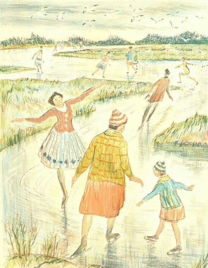 Vincent Henry Lines (1909 1968)  20th Century Lithograph, Ice Skaters I