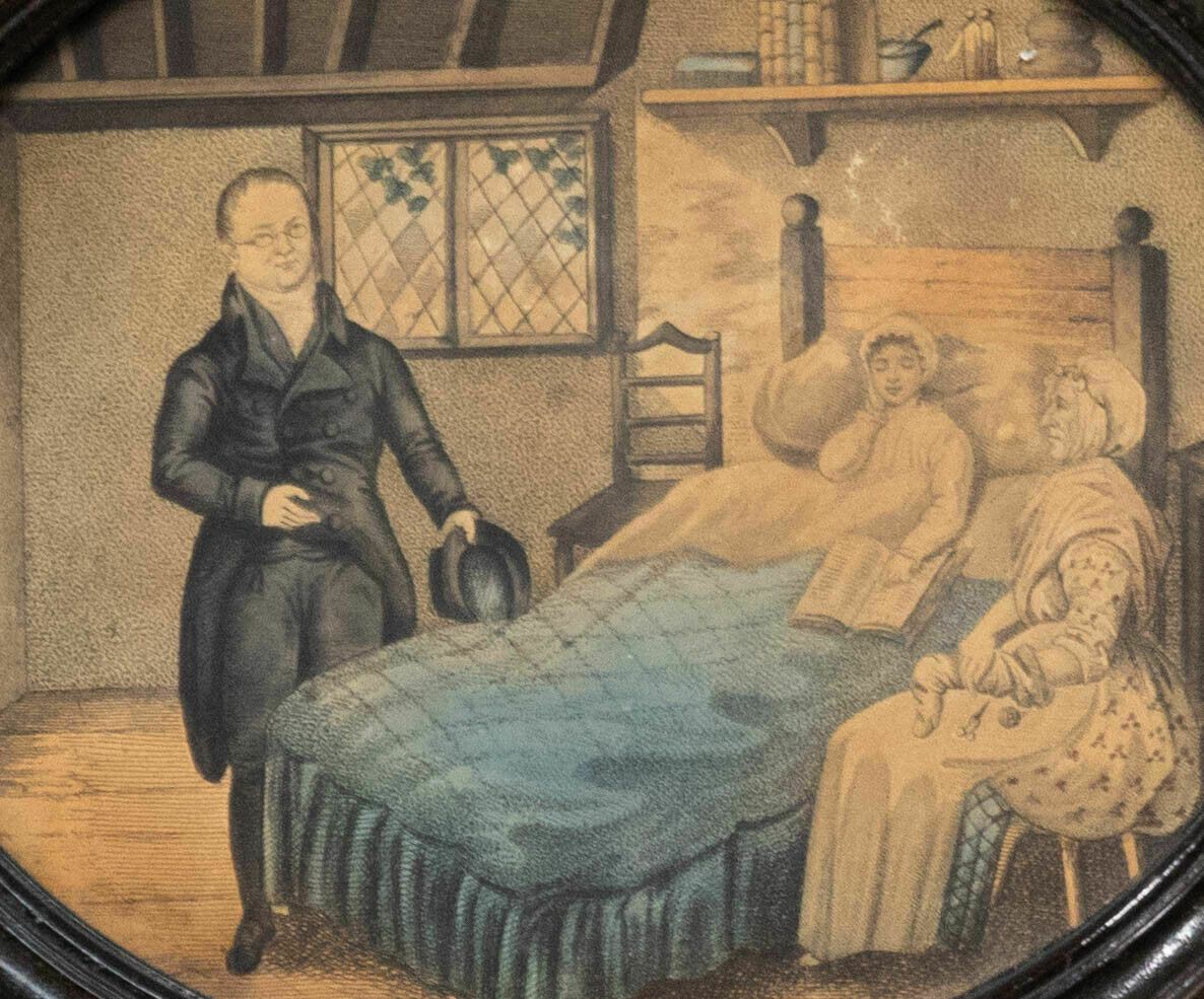 19th Century Stipple Engraving The Doctor's Call photo furniture
