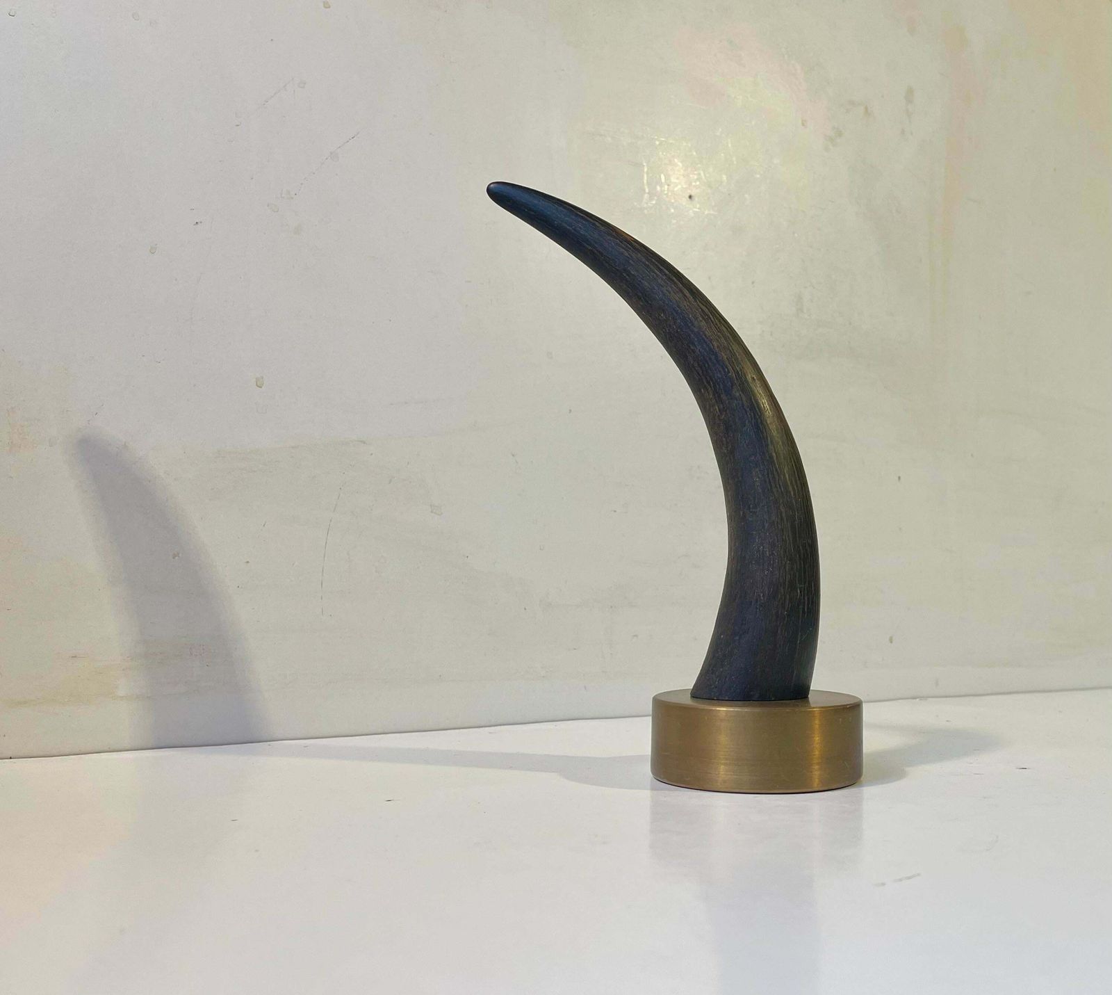 Abstract Brutalist Sculpture In Bronze & Black Horn, 1970s photo for sale