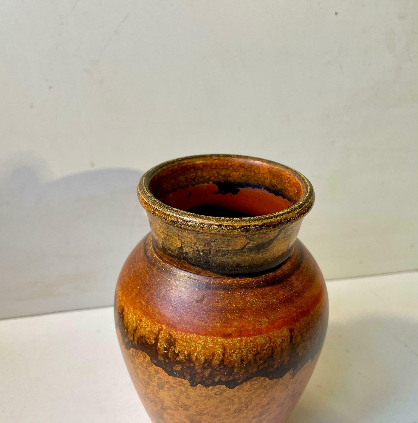 Art Deco Terracotta Vase With 'Fire' Glaze, 1930s photo Home Decor
