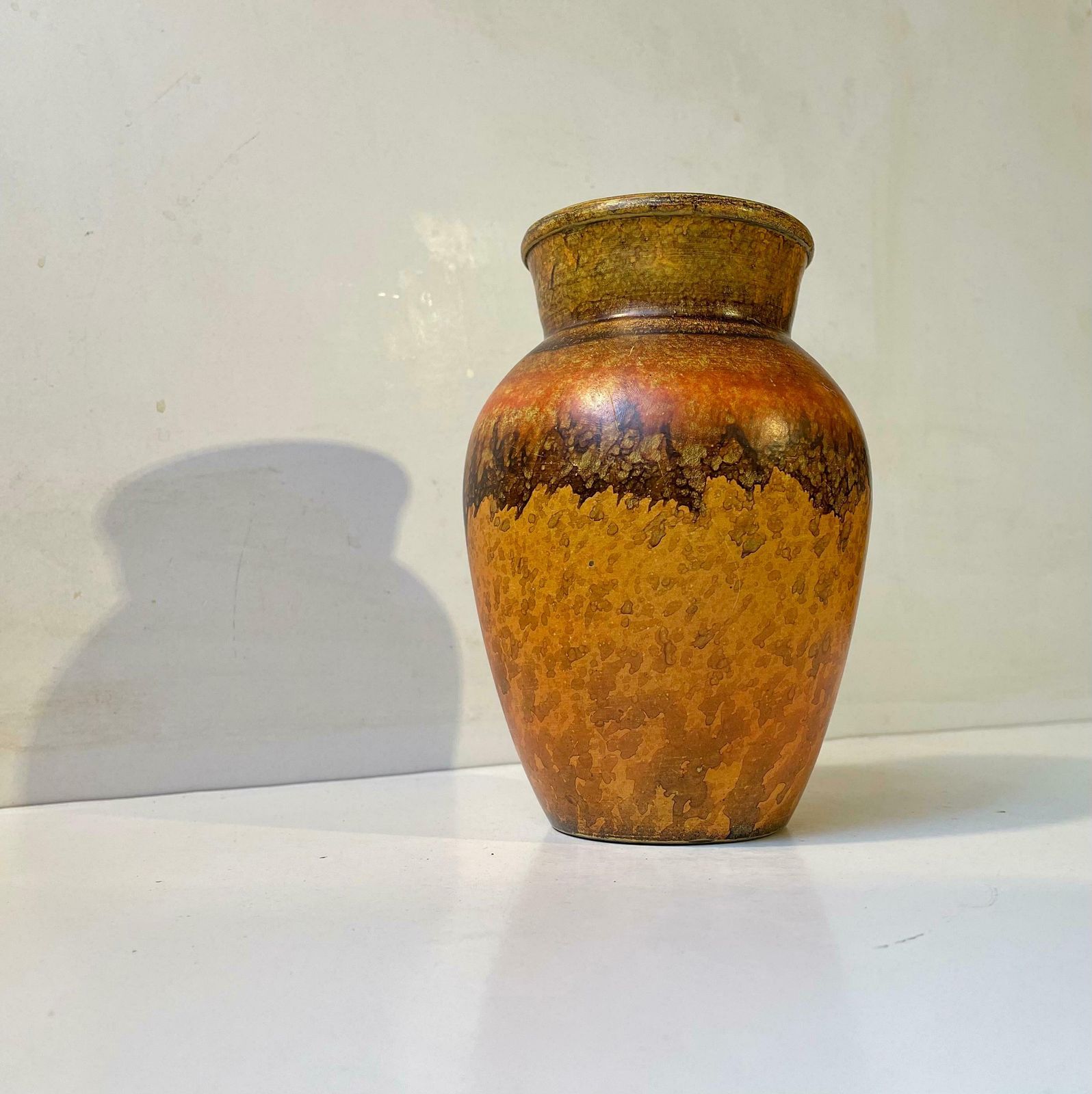 Art Deco Terracotta Vase With 'Fire' Glaze, 1930s photo vintage