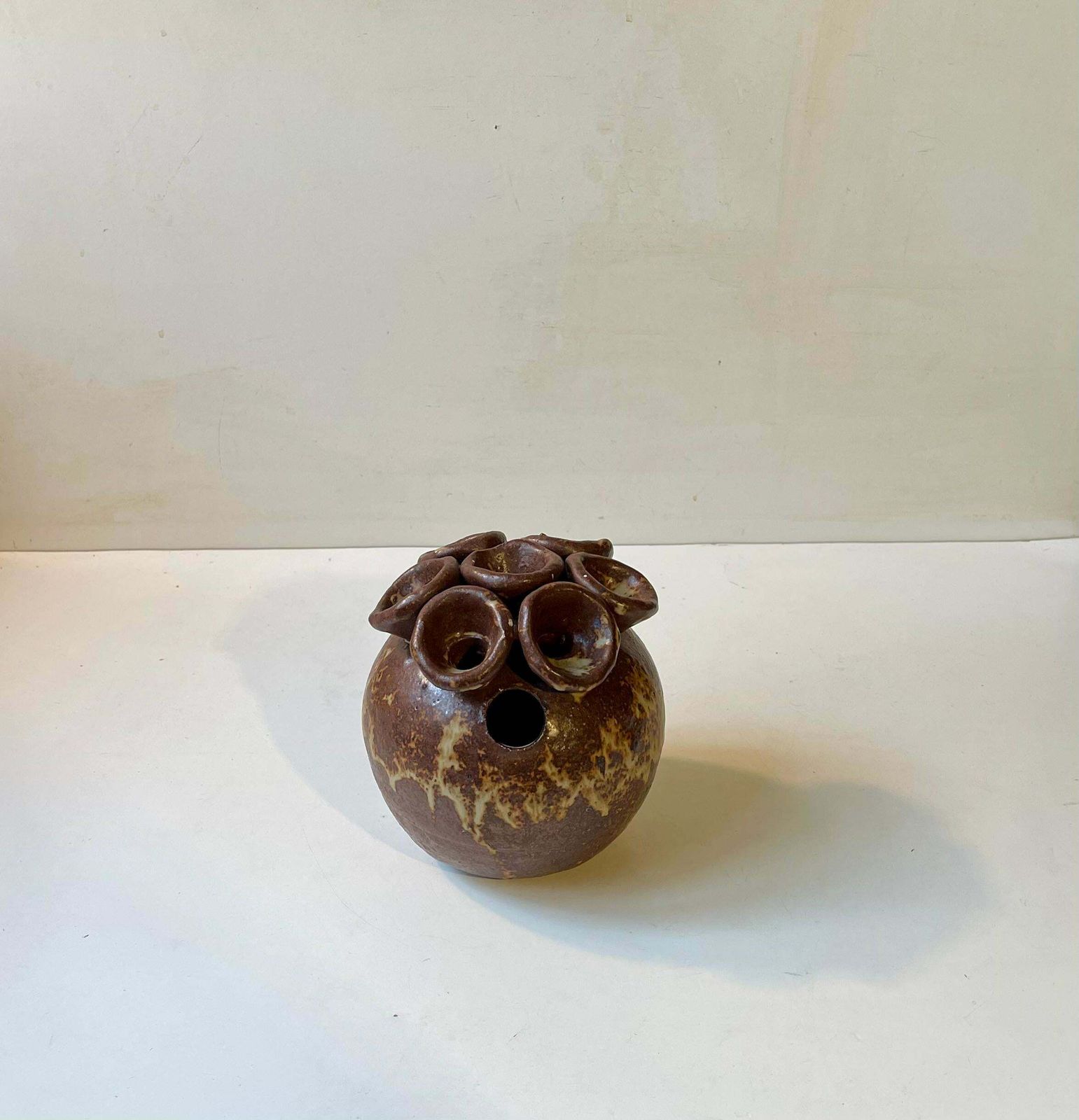 Danish Glazed Brutalist Stoneware Vase By Søren Visby, 1970s photo for sale