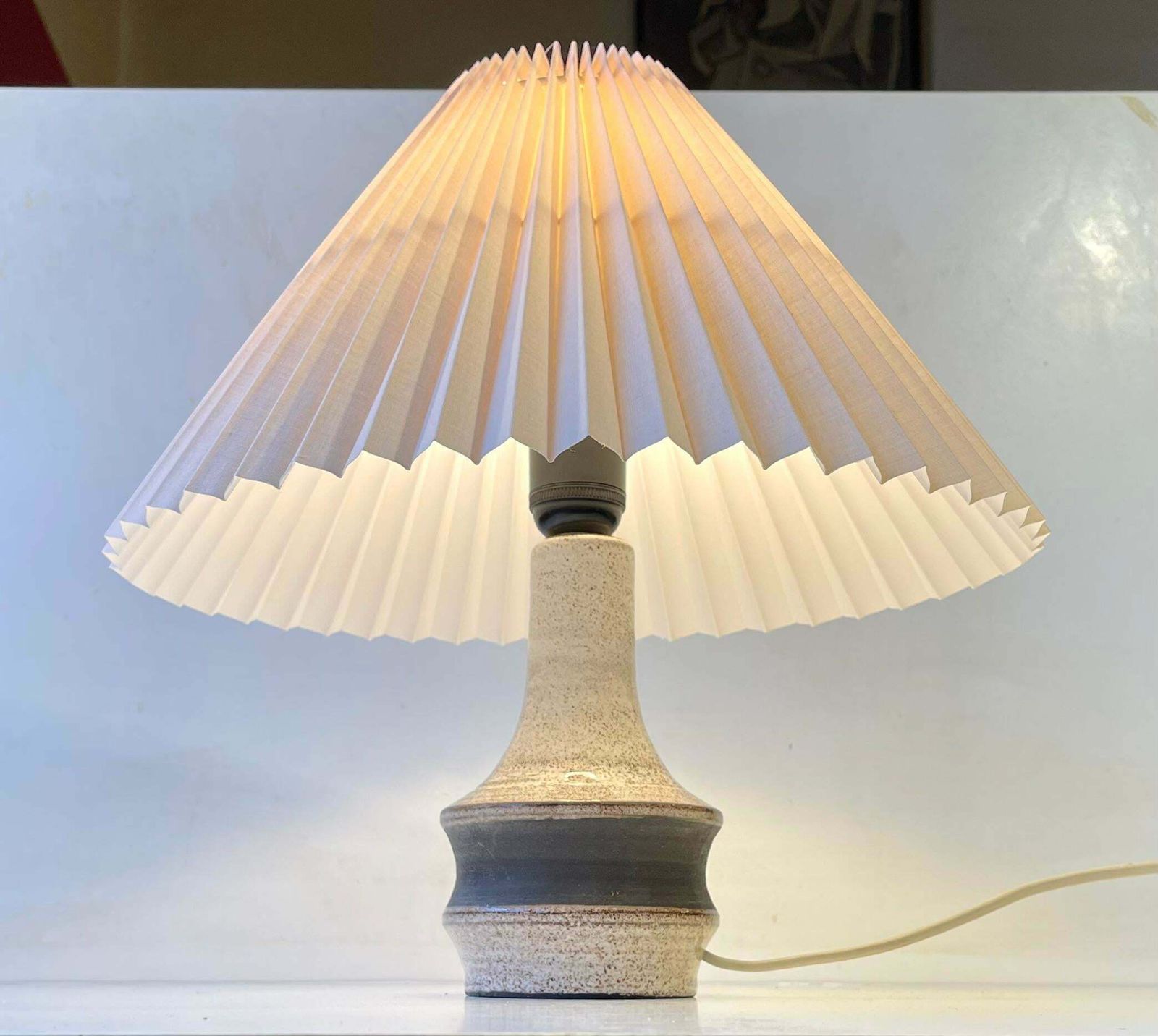 Scandinavian Dusty Glazed Stoneware Table Lamp, 1970s photo for sale