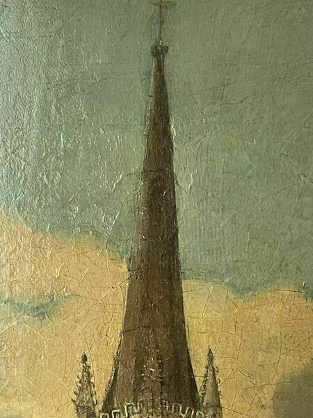 Wakefield Cathedral, Yorkshire – Original Oil Painting Attributed To John Cawthorn photo buy